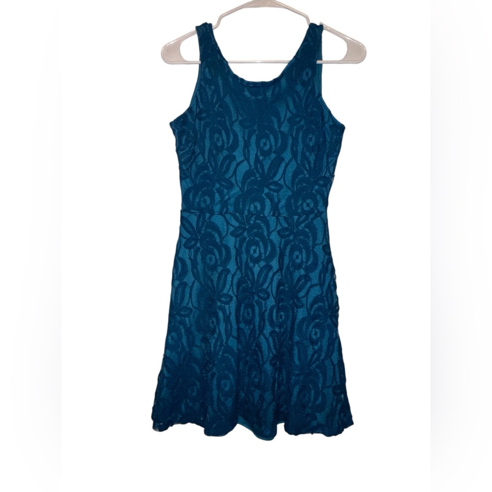 Altar'd State Teal Floral Lace Mini‎ Dress size M